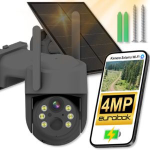 SOLARNA KAMERA WIFI 4MPX SMART ZEWNĘTRZNA OBROTOWA IP BEZPRZEWODOWA SZARA EUROLOOK K-11G Solar